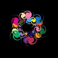 abstrait illustration, multicolore cercles, noir Contexte vecteur