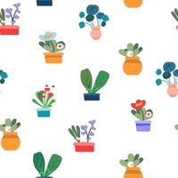 botanique sans couture modèle pour impression textile, papier, cartes. intérieur fleurs. maison les plantes dans des pots pour le intérieur. minimalisme. vecteur