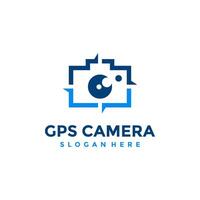 GPS caméra logo conception modèle. abstrait combinaison de caméra avec la navigation épingle icône vecteur. concept de endroit pour la photographie. plat style pour graphique conception, logo, la toile, ui. vecteur