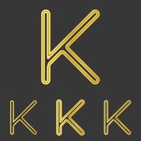 d'or ligne lettre k logo conception ensemble vecteur