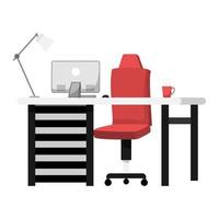 maison ou bureau bureau avec chaise ordinateur portable lampe moderne style plat coloré illustration vectorielle sur fond blanc isolé vecteur