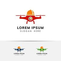 modèle de conception de logo de livraison de drone alimentaire vecteur