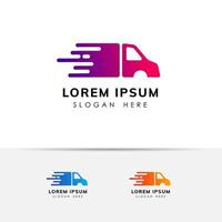 création de logo de services de livraison de camion rapide. vecteur d'icône de modèle de conception de logo de fret