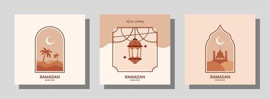 ensemble de vecteur Ramadan mubarak modèles pour affiches, cartes, couvertures, et autres. moderne conception dans désert Ton Couleur cette mélange avec le éléments.