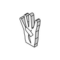 quatre nombre main geste isométrique icône vecteur illustration