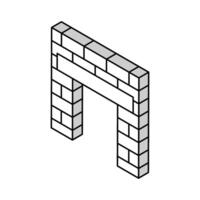 linteau bâtiment structure isométrique icône vecteur illustration