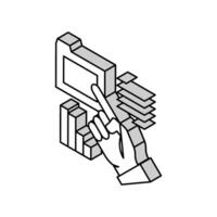 main montrant sur dossier isométrique icône vecteur illustration