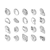 audiologiste médecin oreille sourd isométrique Icônes ensemble vecteur