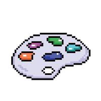 artiste palette avec coloré des peintures sur Haut. pixel bit rétro Jeu stylé vecteur illustration dessin. Facile plat dessin animé dessin isolé sur blanc Contexte.