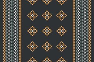 traditionnel ethnique motifs ikat géométrique en tissu modèle traverser point.ikat broderie ethnique Oriental pixel gris Contexte. abstrait, vecteur, illustration. texture, écharpe, décoration, papier peint. vecteur