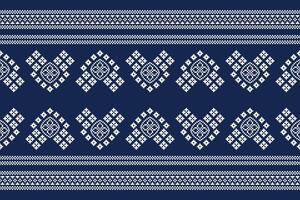 traditionnel ethnique motifs ikat géométrique en tissu modèle traverser point.ikat broderie ethnique Oriental pixel marine bleu Contexte. abstrait, vecteur, illustration. texture, écharpe, décoration, papier peint. vecteur