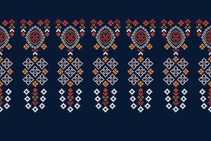 traditionnel ethnique motifs ikat géométrique en tissu modèle traverser point.ikat broderie ethnique Oriental pixel marine bleu Contexte. abstrait, vecteur, illustration. texture, écharpe, décoration, papier peint. vecteur