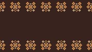 traditionnel ethnique motifs ikat géométrique en tissu modèle traverser point.ikat broderie ethnique Oriental pixel marron Contexte. abstrait, vecteur, illustration. texture, écharpe, décoration, papier peint. vecteur