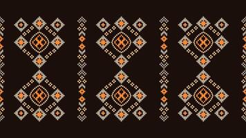 traditionnel ethnique motifs ikat géométrique en tissu modèle traverser point.ikat broderie ethnique Oriental pixel marron Contexte. abstrait, vecteur, illustration. texture, écharpe, décoration, papier peint. vecteur