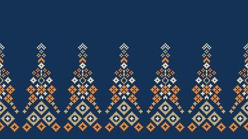 traditionnel ethnique motifs ikat géométrique en tissu modèle traverser point.ikat broderie ethnique Oriental pixel marine bleu Contexte. abstrait, vecteur, illustration. texture, écharpe, décoration, papier peint. vecteur