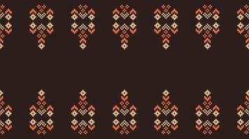 traditionnel ethnique motifs ikat géométrique en tissu modèle traverser point.ikat broderie ethnique Oriental pixel marron Contexte. abstrait, vecteur, illustration. texture, écharpe, décoration, papier peint. vecteur