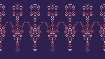 traditionnel ethnique motifs ikat géométrique en tissu modèle traverser point.ikat broderie ethnique Oriental pixel violet violet Contexte. abstrait, vecteur, illustration. texture, écharpe, décoration, papier peint. vecteur