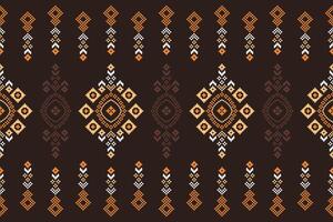 traditionnel ethnique motifs ikat géométrique en tissu modèle traverser point.ikat broderie ethnique Oriental pixel marron Contexte. abstrait, vecteur, illustration. texture, écharpe, décoration, papier peint. vecteur