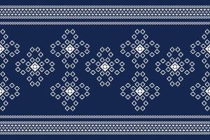 traditionnel ethnique motifs ikat géométrique en tissu modèle traverser point.ikat broderie ethnique Oriental pixel marine bleu Contexte. abstrait, vecteur, illustration. texture, écharpe, décoration, papier peint. vecteur