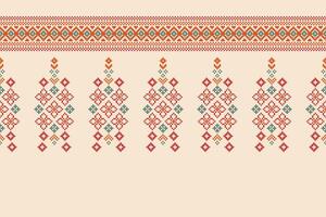 traditionnel ethnique motifs ikat géométrique en tissu modèle traverser point.ikat broderie ethnique Oriental pixel marron crème Contexte. abstrait, vecteur, illustration. texture, écharpe, décoration, papier peint. vecteur