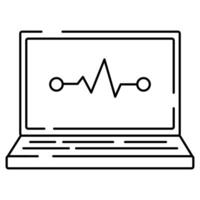 vecteur isolé ligne icône de portable avec cardiogramme symbole. en ligne médicament et ambulance.