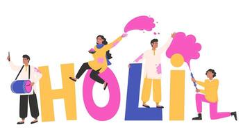 content salut, Indien vacances Festival de couleurs vecteur