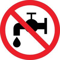 non l'eau robinet signe . non en buvant l'eau signe . faire ne pas boisson l'eau signe vecteur