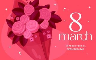 international aux femmes journée bannière avec fleurs 8 Mars vecteur