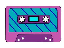 rétro ancien l'audio la musique cassette avec magnétique enregistrer. violet et bleu couleur. abstrait conception dans années 90, années 80, Années 70 style. vecteur plat illustration.