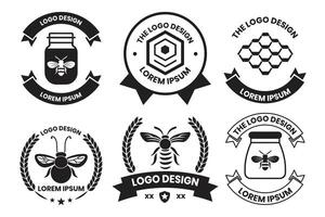 les abeilles et nids d'abeille logo ou badge dans ancien style vecteur