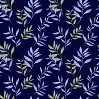 brillant bleu élégance tropical floral sans couture modèle sur une foncé bleu Contexte. stylisé artistique feuilles branches impression. vecteur tiré illustration. conception pour mode, tissu, textiles