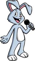 lapin chanter mascotte dessin animé isolé vecteur