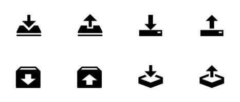 Télécharger et télécharger icône boutons ensemble. Télécharger et télécharger icône. des dossiers Télécharger et télécharger Icônes symbole. vecteur illustration