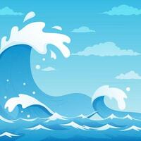 gros vague tsunami océan Contexte vecteur