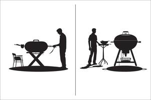 un barbecue et gril en relation silhouette vecteur