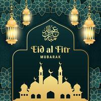 luxe eid Al fitr Contexte avec islamique modèle vecteur