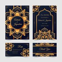 Inde mariage invitation modèle avec luxe d'or mandala vecteur