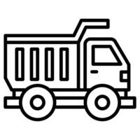 construction un camion icône ligne vecteur illustration