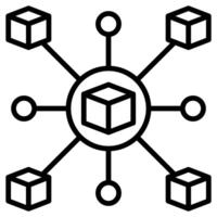 blockchain réseau icône ligne vecteur illustration