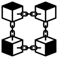chaîne de blocs icône ligne vecteur illustration