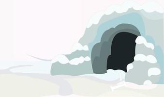 champ de neige avec illustration vectorielle de grotte vecteur