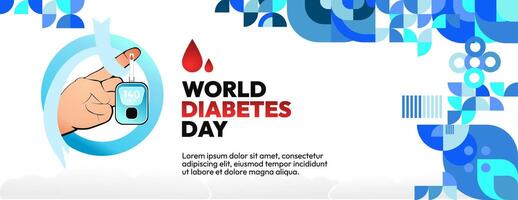 monde Diabète journée bannière pour conscience et préoccupation. géométrique bannière pour international Diabète journée. vecteur