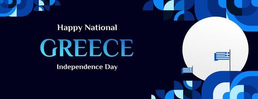 Grèce indépendance journée bannière dans moderne géométrique style. large bannière pour site Internet, social et plus avec typographie. illustration pour nationale vacances fête faire la fête. content grec indépendance journée vecteur