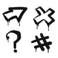 vaporisateur peint graffiti flèche, X croix, hashtag, question Des marques, conception élément goutte symbole. isolé sur blanc Contexte. vecteur illustration