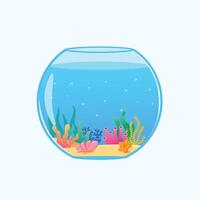 vecteur verre rond aquarium pour poisson, algues et le sable vecteur illustration