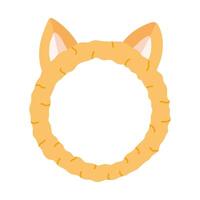 mignonne main tiré clipart de duveteux Bandeau avec chat oreilles pour prise douche, bain. branché dessin animé cheveux cerceau avec minou oreilles pour peau se soucier et visage traitement. Facile marrant griffonnage isolé sur blanc vecteur