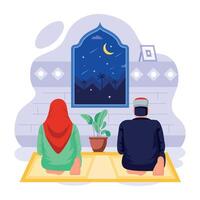 Ramadan plat personnage des illustrations vecteur