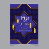 vecteur plat iftar verticale menu modèle Ramadan menu modèle dans bleu islamique Contexte conception. aussi bien modèle pour restaurant menu conception.