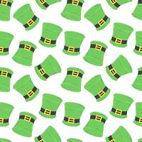 de fête modèle pour st. patrick's journée avec mignonne vert chapeau. main tiré plat dessin animé éléments. vecteur illustration