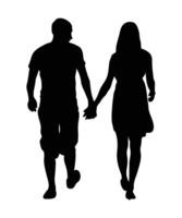 silhouette des couples, Hommes et femmes en portant mains. vecteur illustrations.